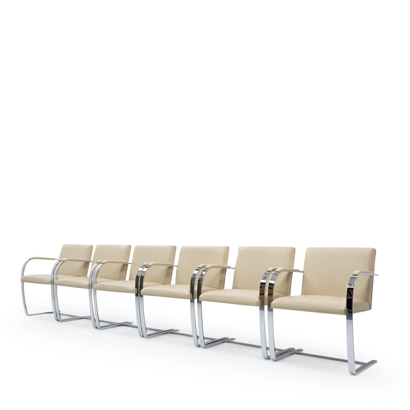 Italian Mies van der Rohe, set of six BRNO Chairs for Knoll, 1990s For Sale