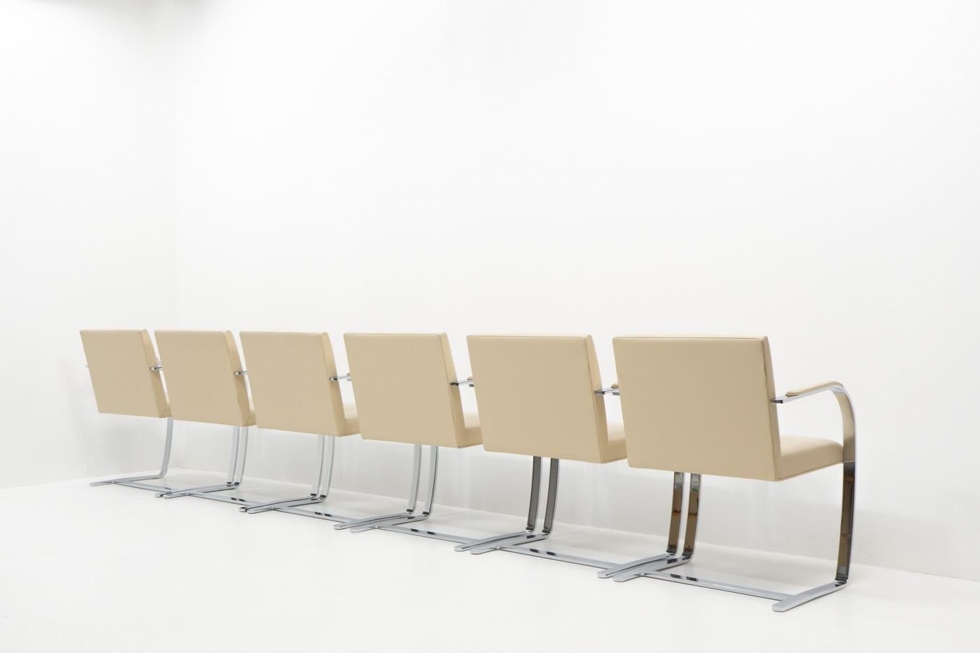 Steel Mies van der Rohe, set of six BRNO Chairs for Knoll, 1990s For Sale
