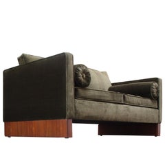 Mies van der Rohe Settee in Velvet and Teak