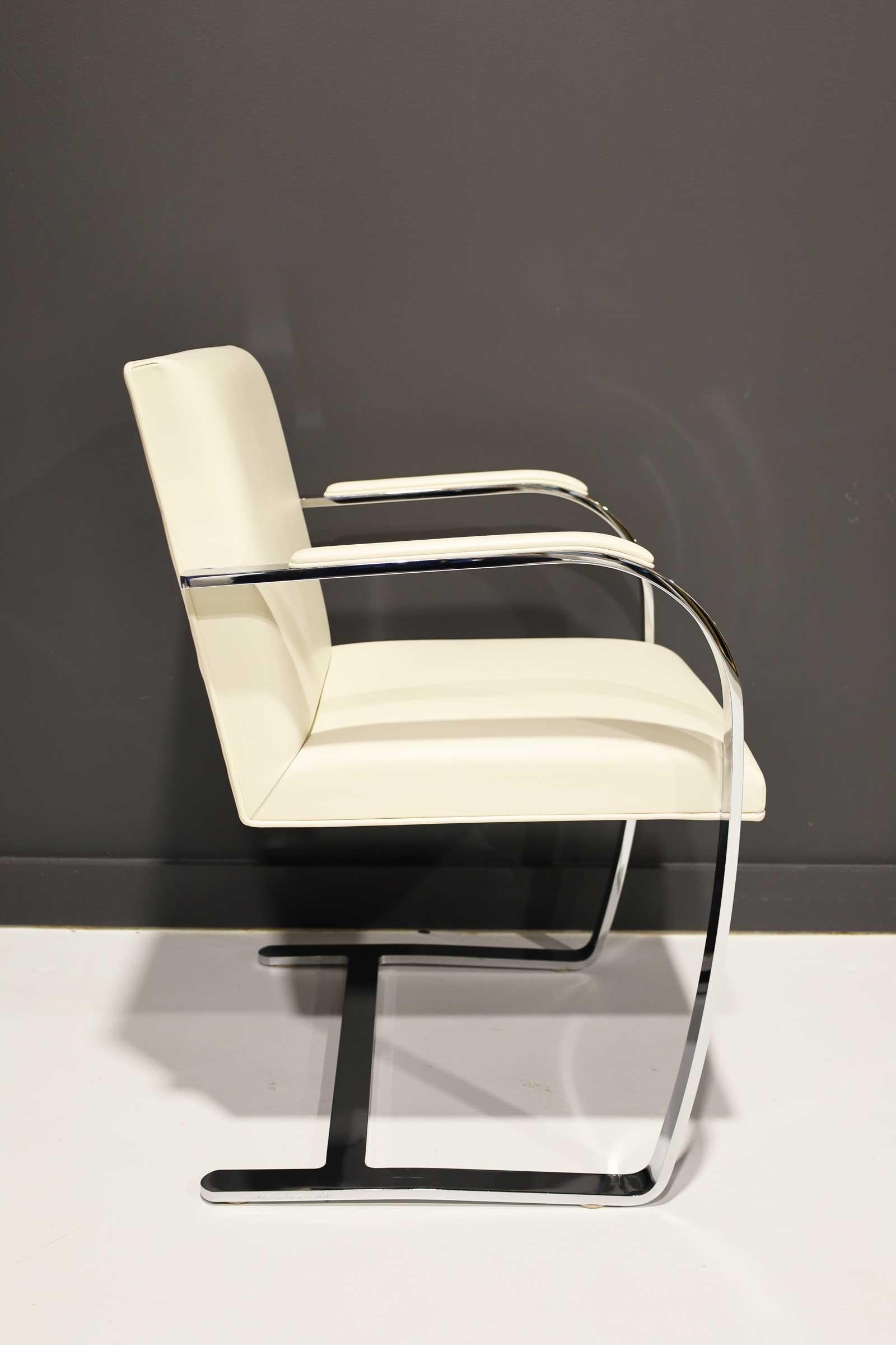 American Mies van der Rohe Stainless Steel Brno Chairs by Knoll in Sabrina Leather