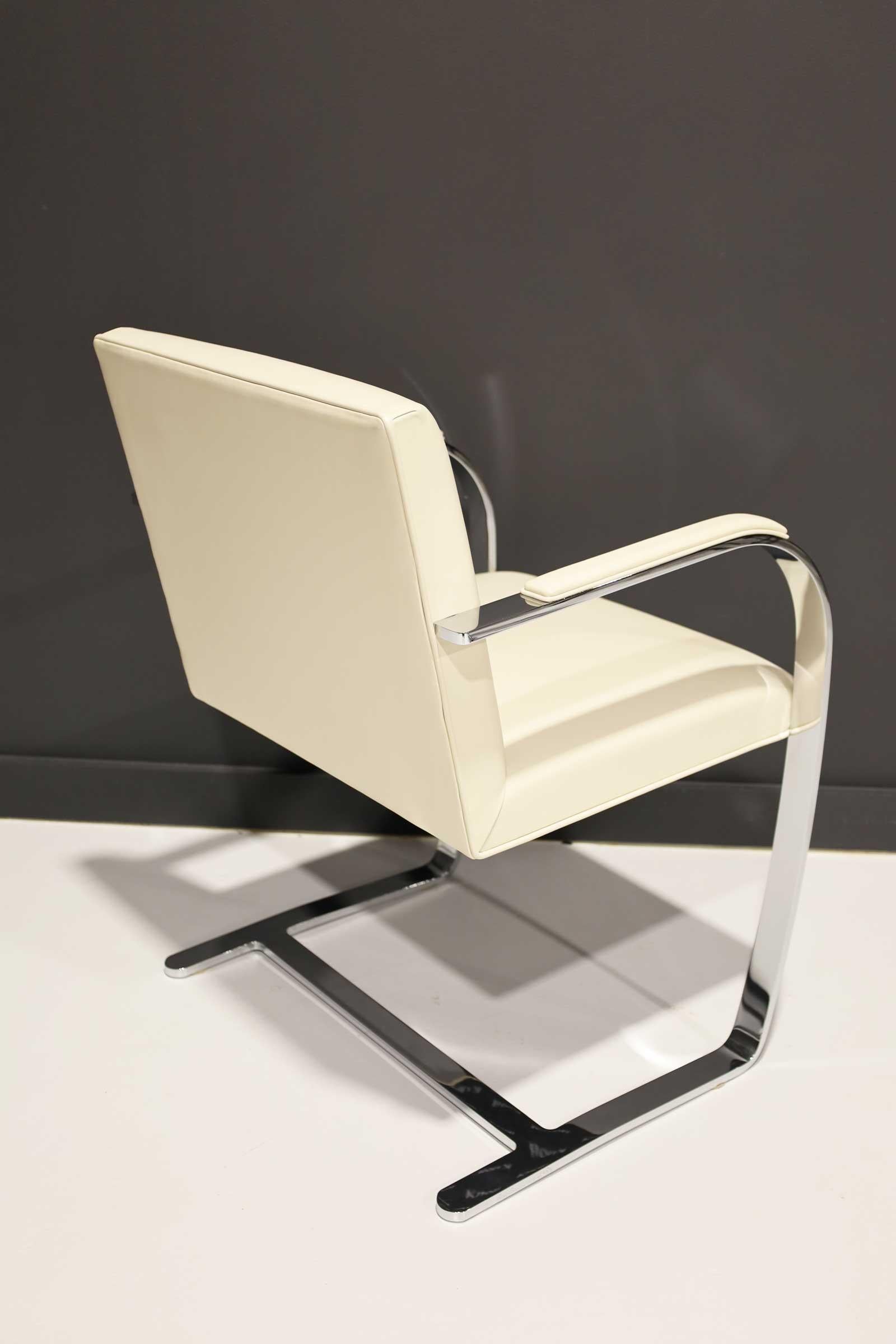 Contemporary Mies van der Rohe Stainless Steel Brno Chairs by Knoll in Sabrina Leather