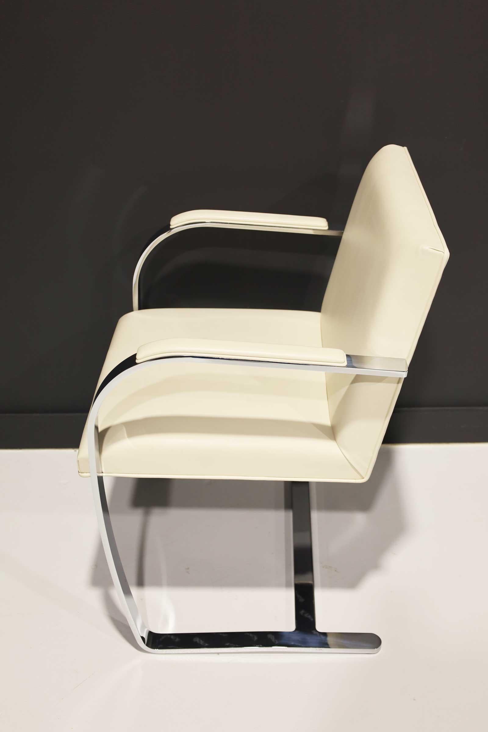 Mies van der Rohe Stainless Steel Brno Chairs by Knoll in Sabrina Leather 2