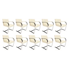Mies van der Rohe Stainless Steel Brno Chairs by Knoll in Sabrina Leather