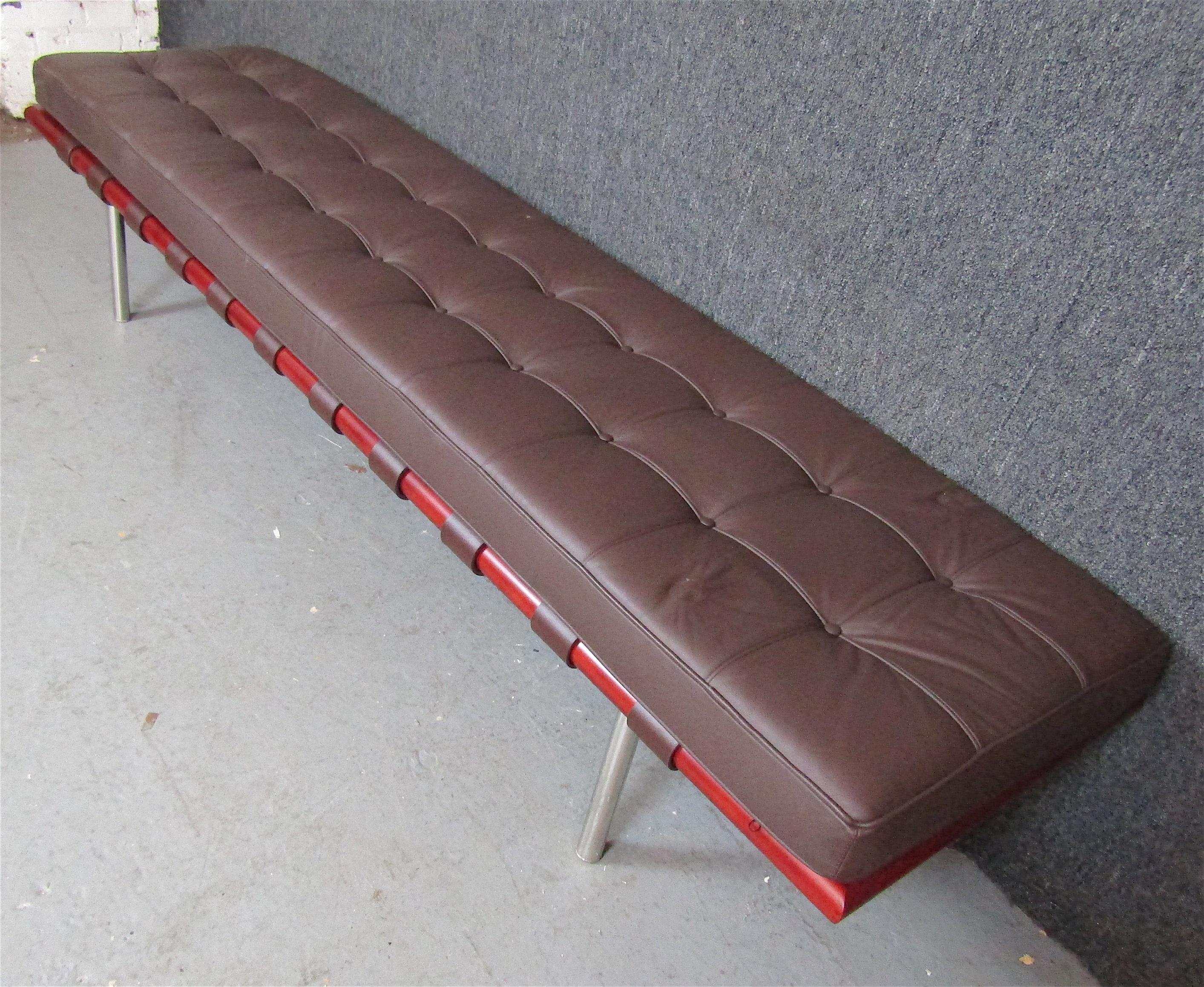 The Barcelona Bench was designed by German-American architect and designer, Mies van der Rohe, in 1930. This copy is perfect for your home or office, with tufted cushion on a sturdy base.
Please confirm location NY or NJ