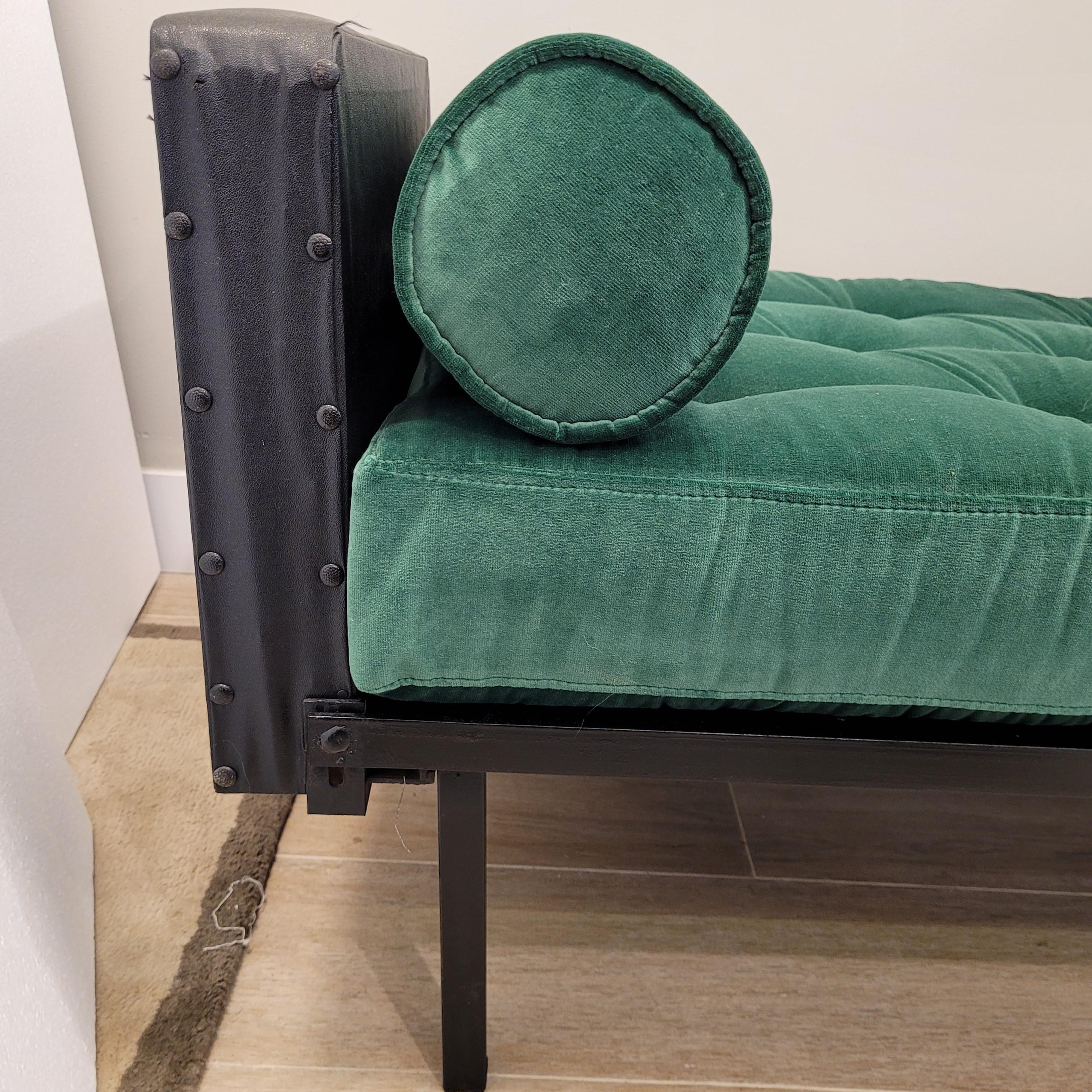 Mies Van der Rohe style Black green Daybed, Mid-century For Sale 8