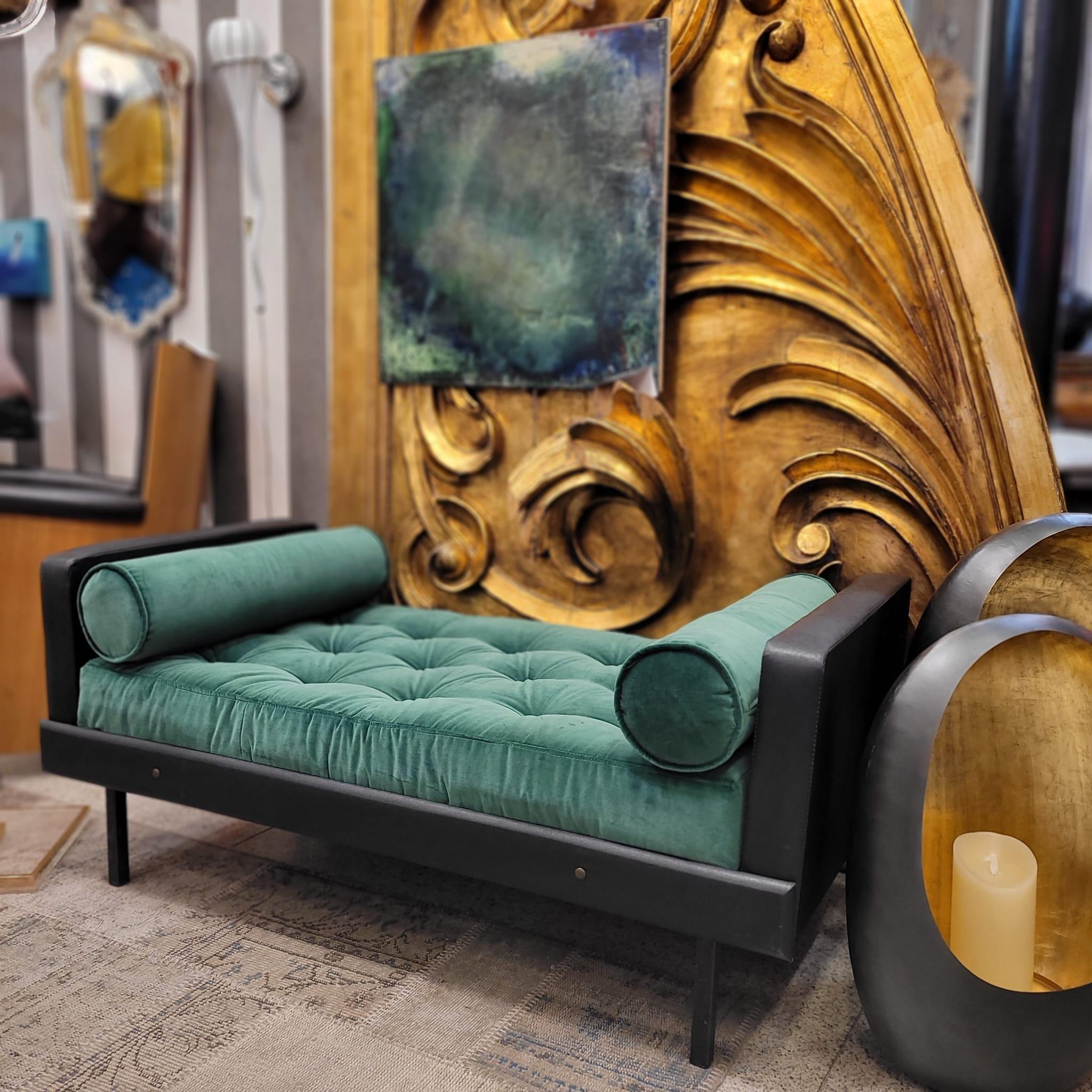 Mies Van der Rohe style Black green Daybed, Mid-century For Sale 12