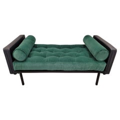 Letto da giorno verde nero in stile Mies Van der Rohe, metà del secolo scorso