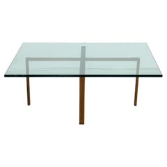 Vintage Mies van der Rohe Style Brass and Glass Low Table