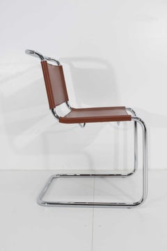 Mies van der Rohe Style Dining Chairs in Saddle Leather