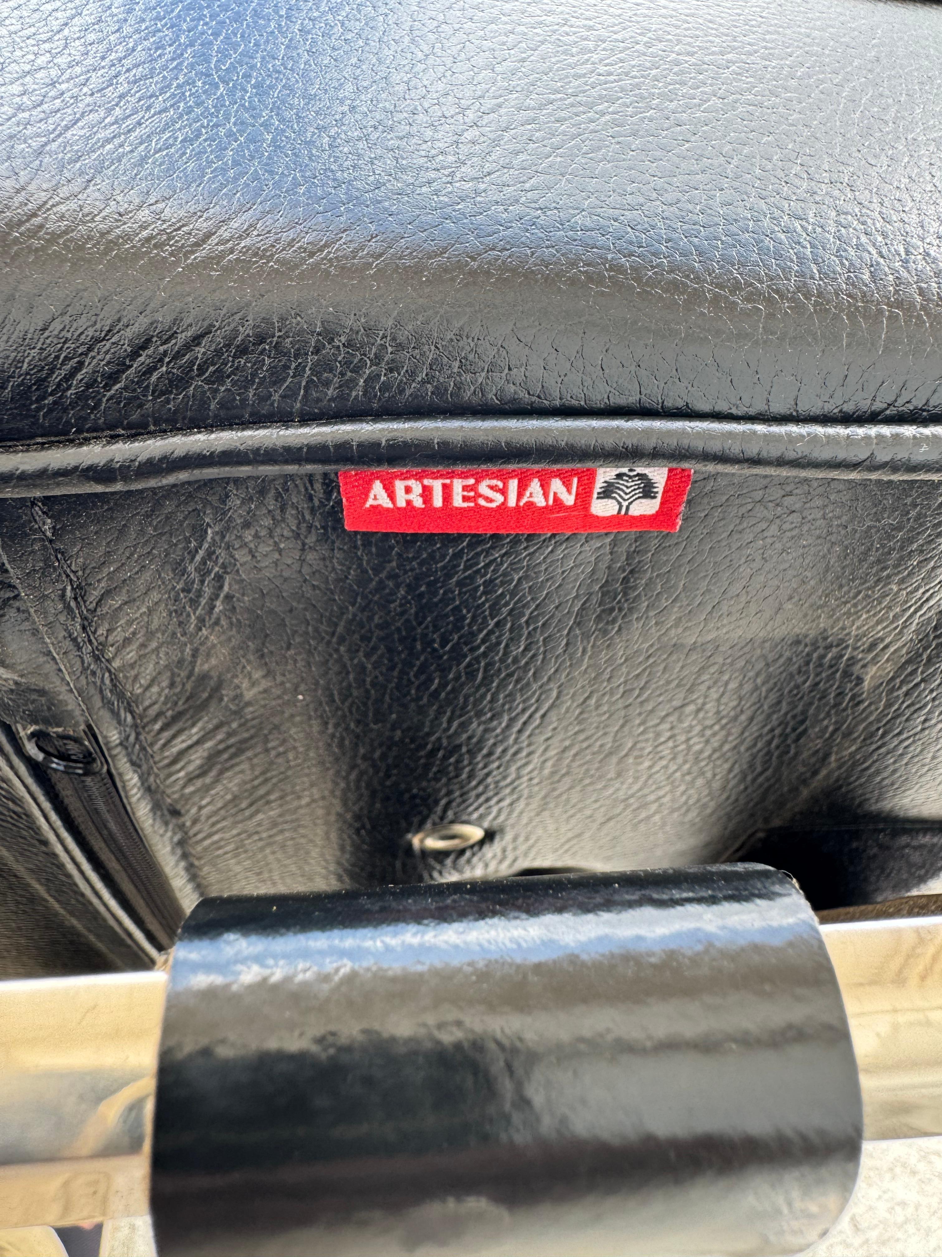 Late 20th Century Mies van der Rohe Style Leather Barcelona Chair and Ottoman by Artesian For Sale