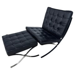 Mies van der Rohe Style Leather Barcelona Chair and Ottoman by Artesian