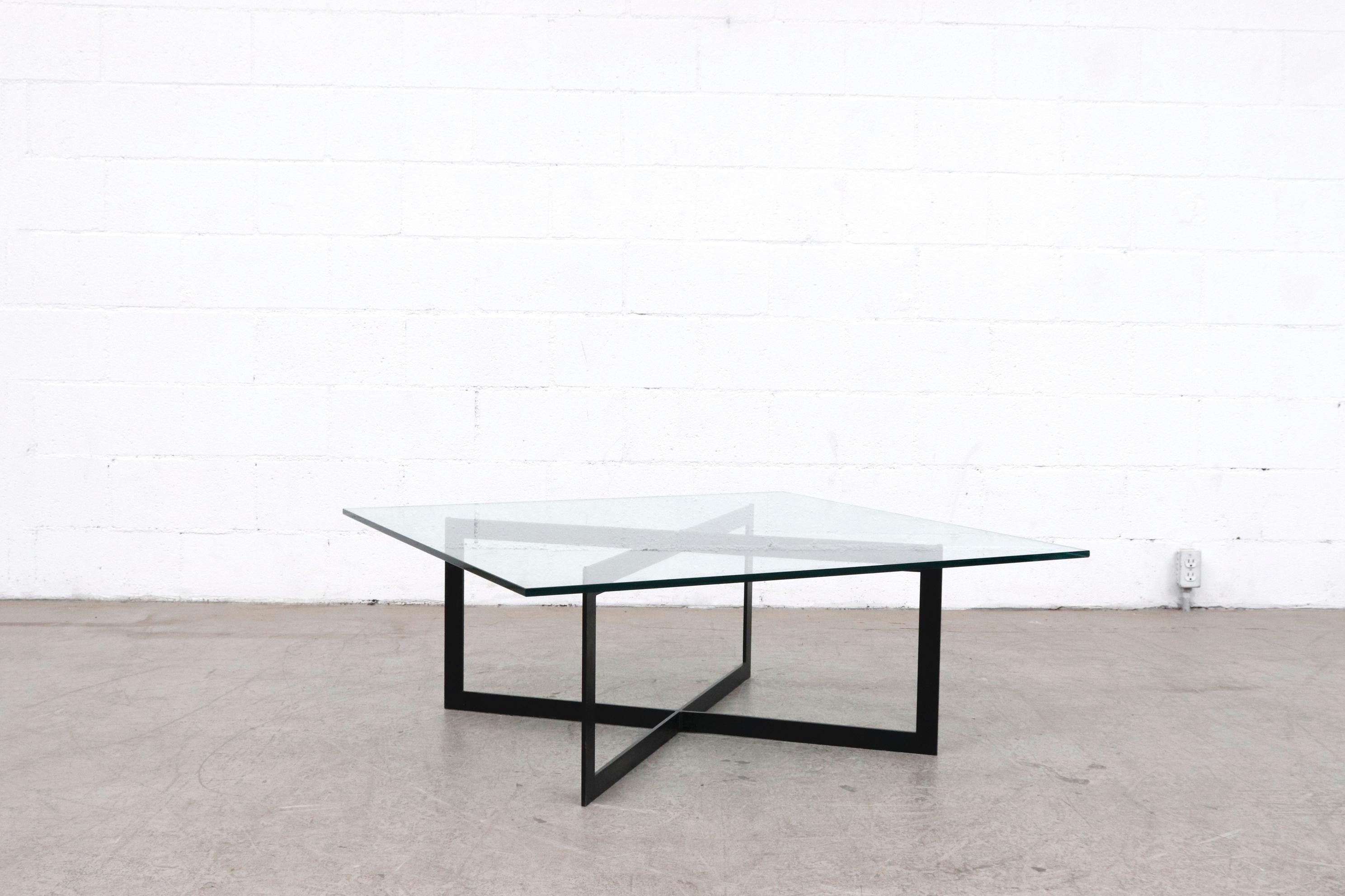 Knoll Inspired modernist coffee table black metal 