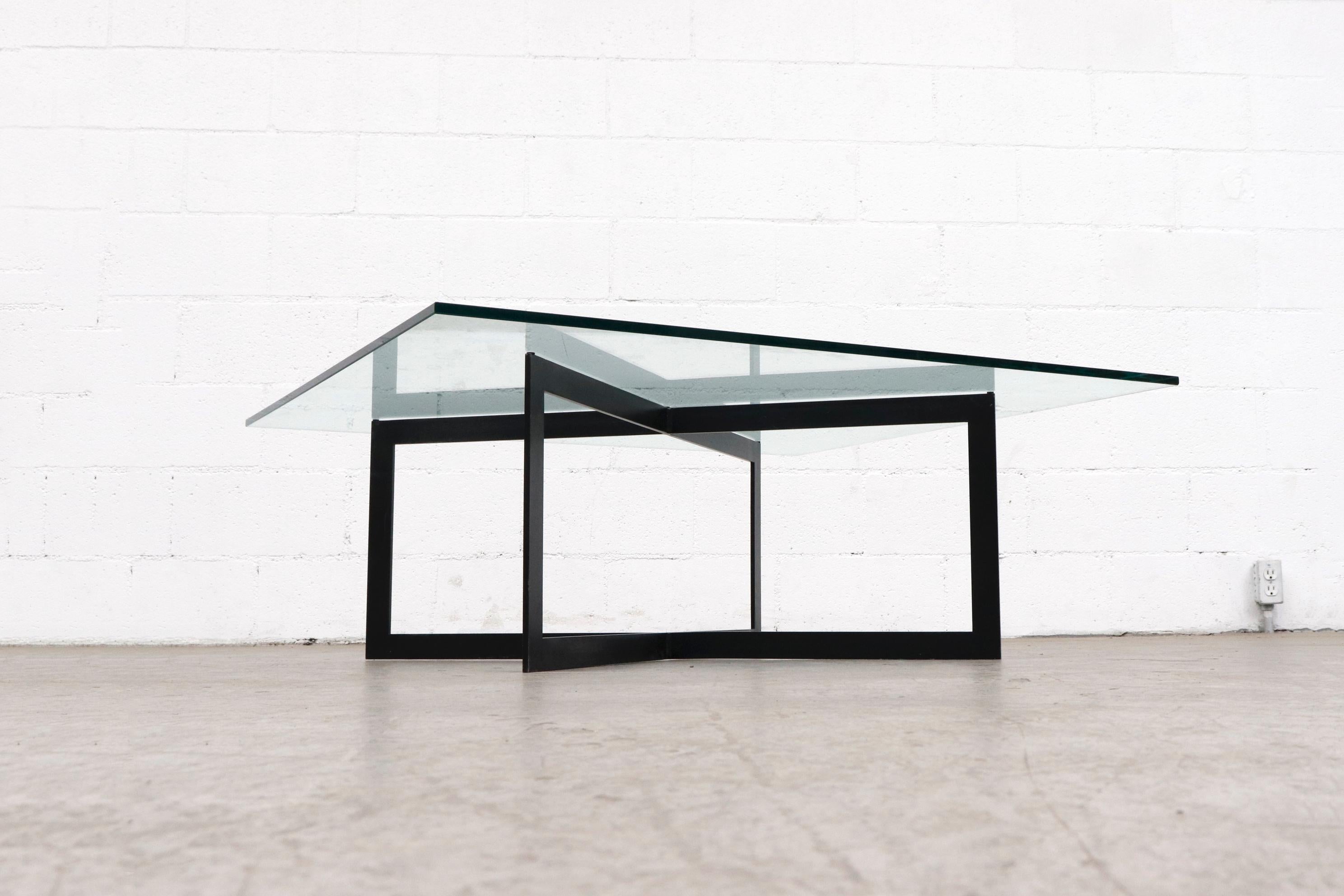 Dutch Mies van der Rohe Style Modernist Glass Top Coffee Table