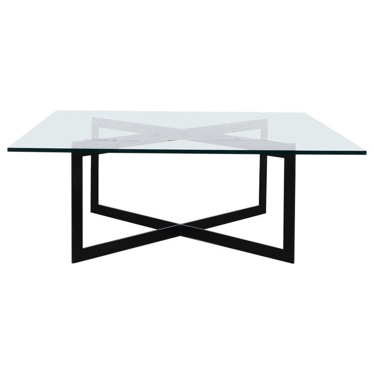 Mies van der Rohe Style Modernist Glass Top Coffee Table ...