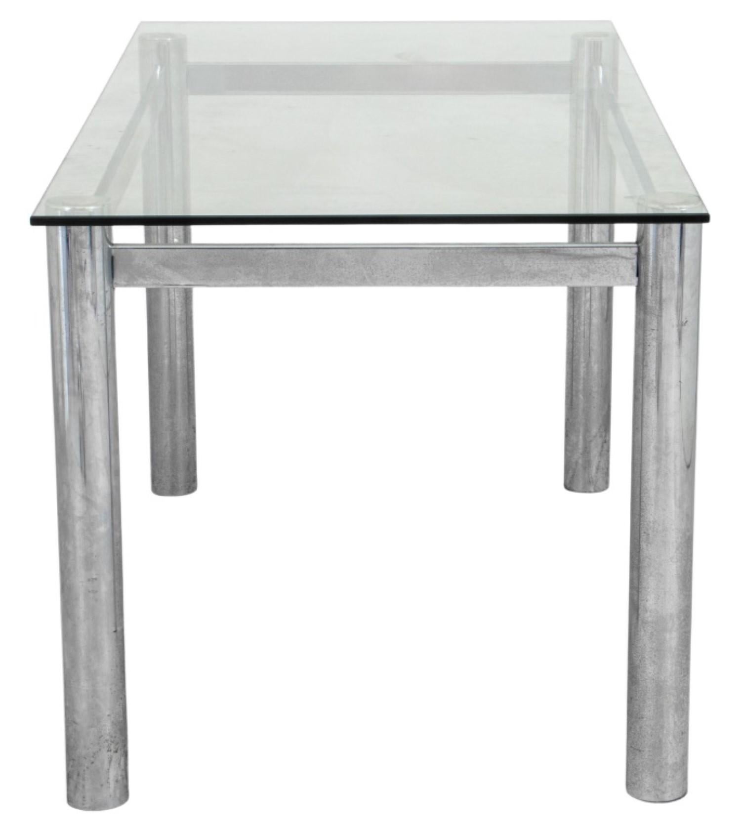 Mies van der Rohe Style Steel and Glass Desk In Good Condition For Sale In New York, NY