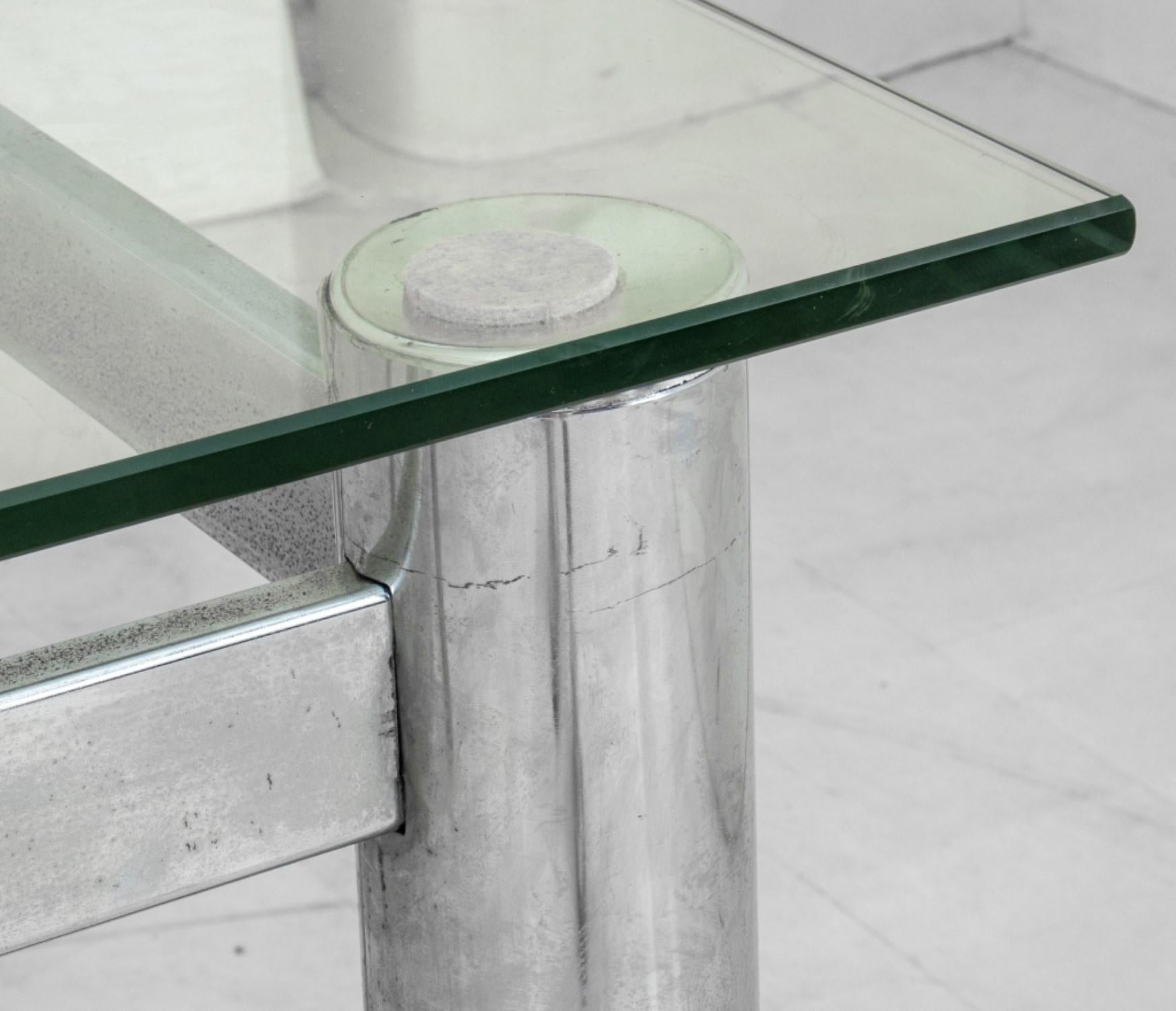 Mies van der Rohe Style Steel and Glass Desk For Sale 1