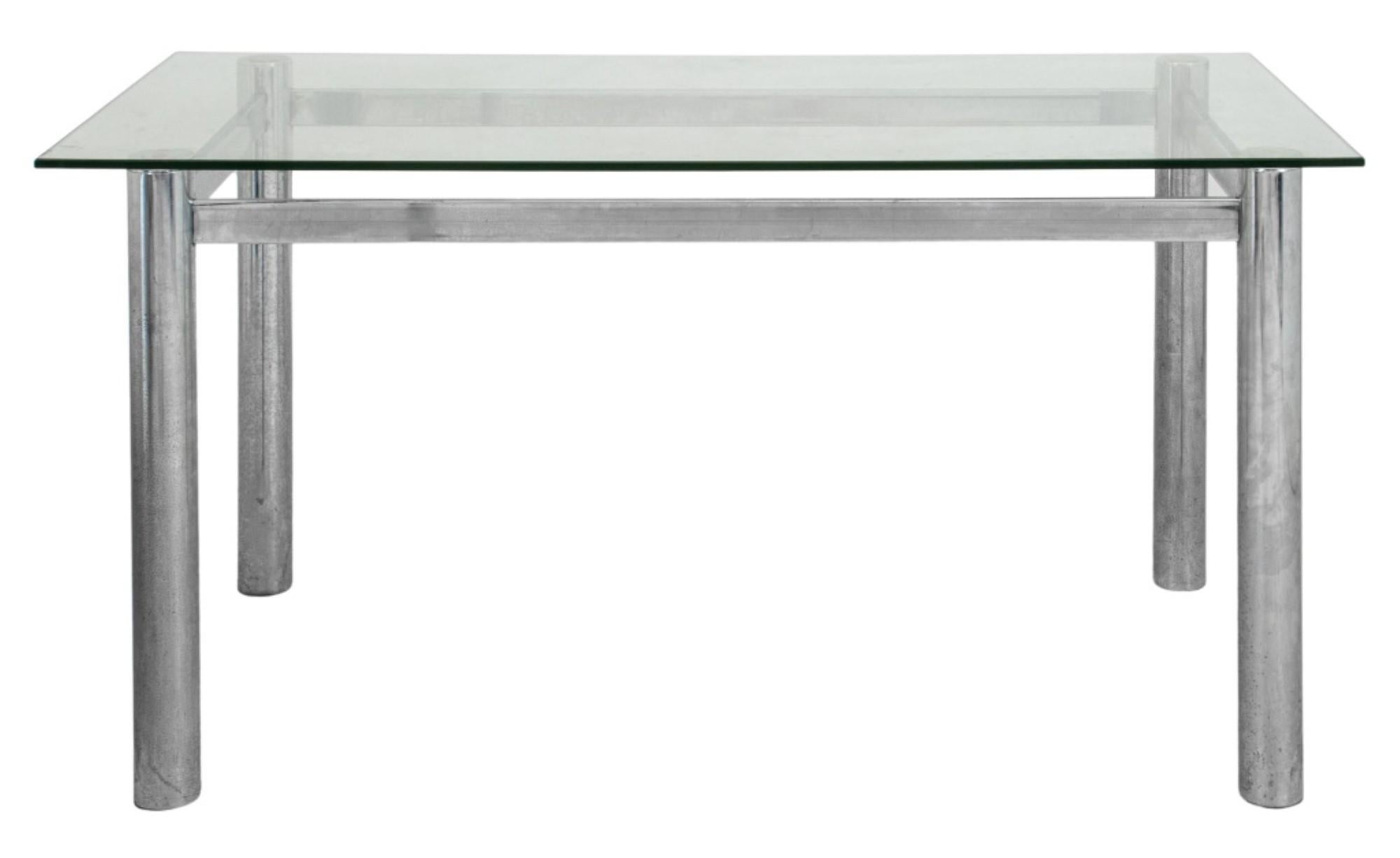 Mies van der Rohe Stil Stahl- und Glas-Schreibtisch im Angebot 3