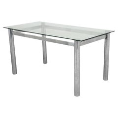 Used Mies van der Rohe Style Steel and Glass Desk