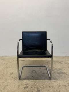 Mies van der Rohe Tubular BRNO Black Leather 245 Chair for Knoll, 1980s