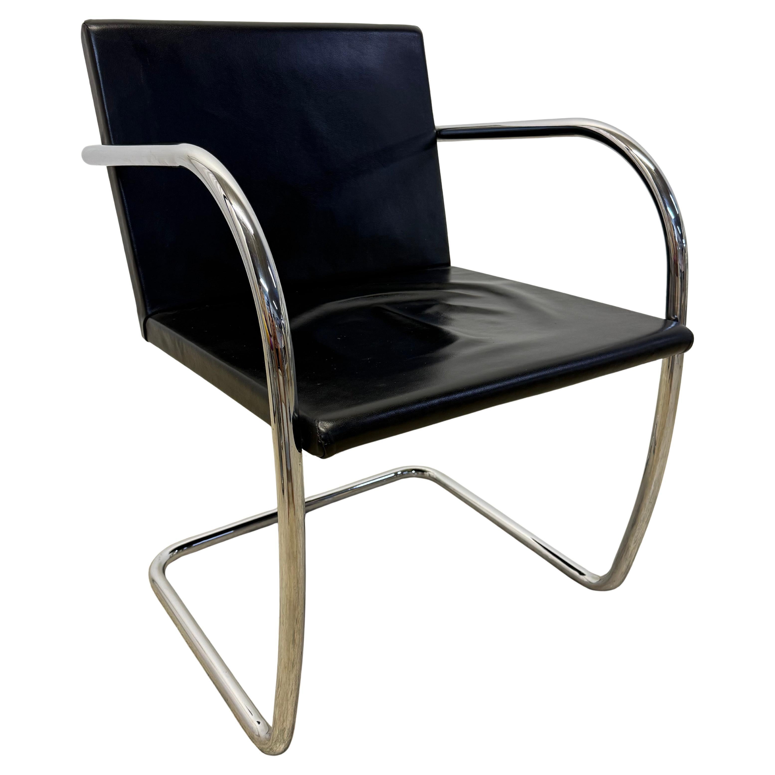 Mies van der Rohe Tubular BRNO Black Leather 245 Chair for Knoll, 1980 en vente
