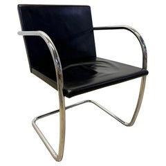 Mies van der Rohe Tubular BRNO Black Leather 245 Chair for Knoll, 1980s
