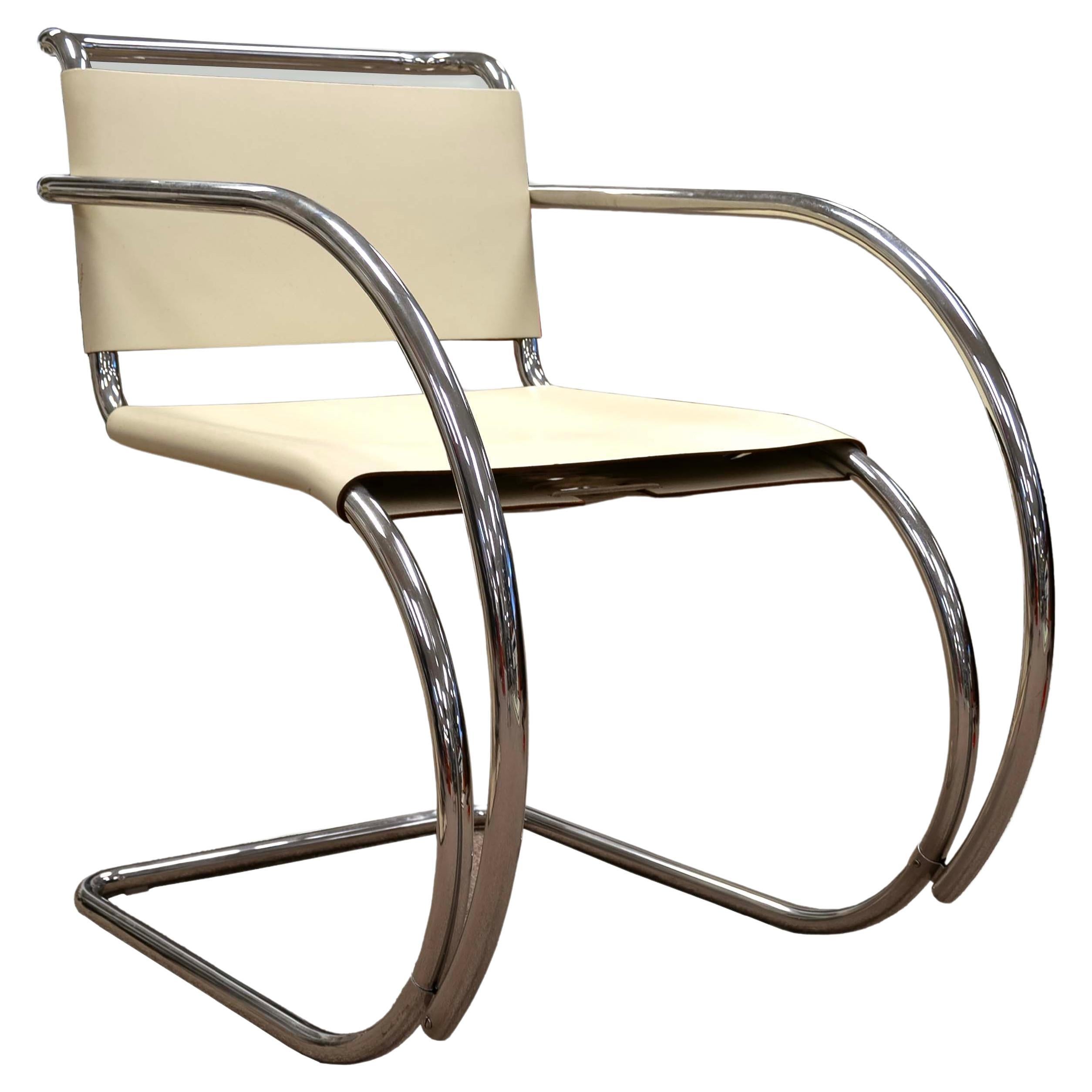 Mies Van Der Rohe Tubular Chrome Arm Chair Mid Century Modern For Sale