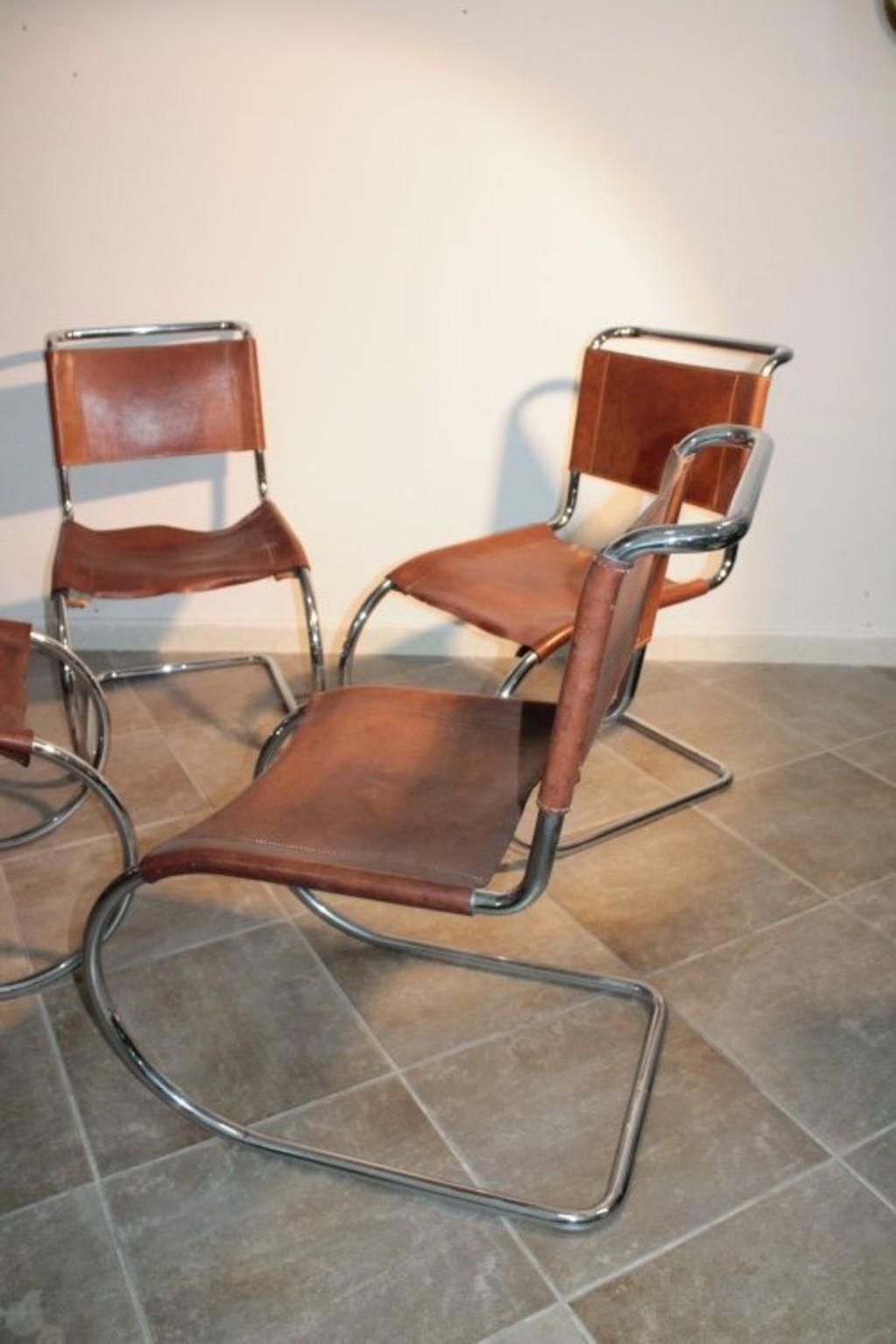 Italian Mies van der Rohe Vintage Cantilever Chairs, 1970s