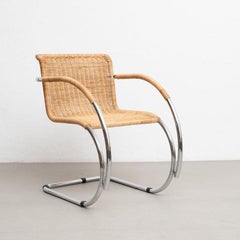 Mies Van Der Rohe Weissenhof MR20 Armchair Bauhaus in Rattan and Tubular Metal