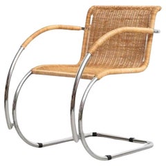 Mies Van Der Rohe Weissenhof MR20 Armchair Bauhaus in Rattan and Tubular Metal