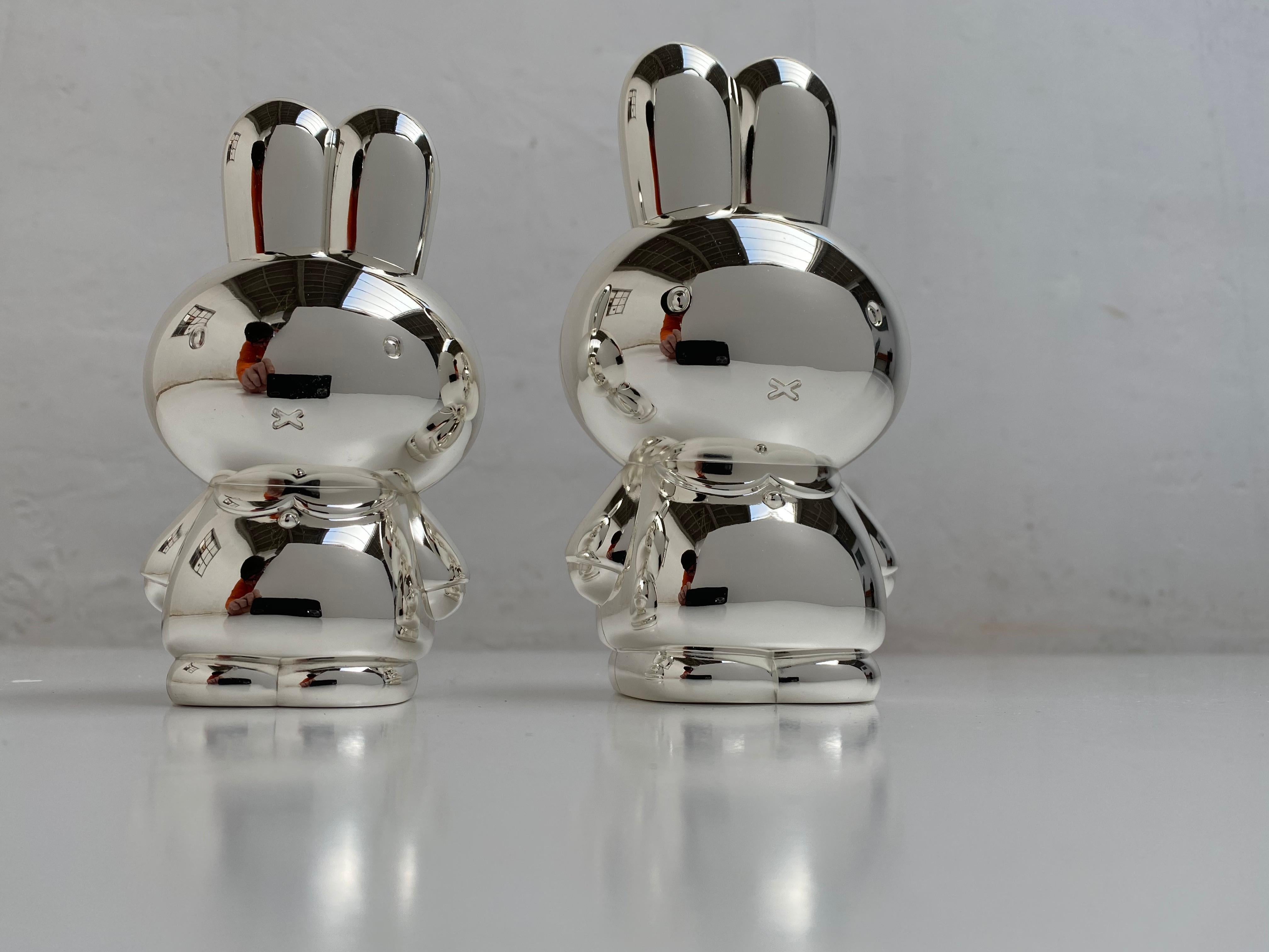 Mid-Century Modern Miffy Silver Plated Money Bank by Dutch Illustrator and Writer Dick Bruna, 1955