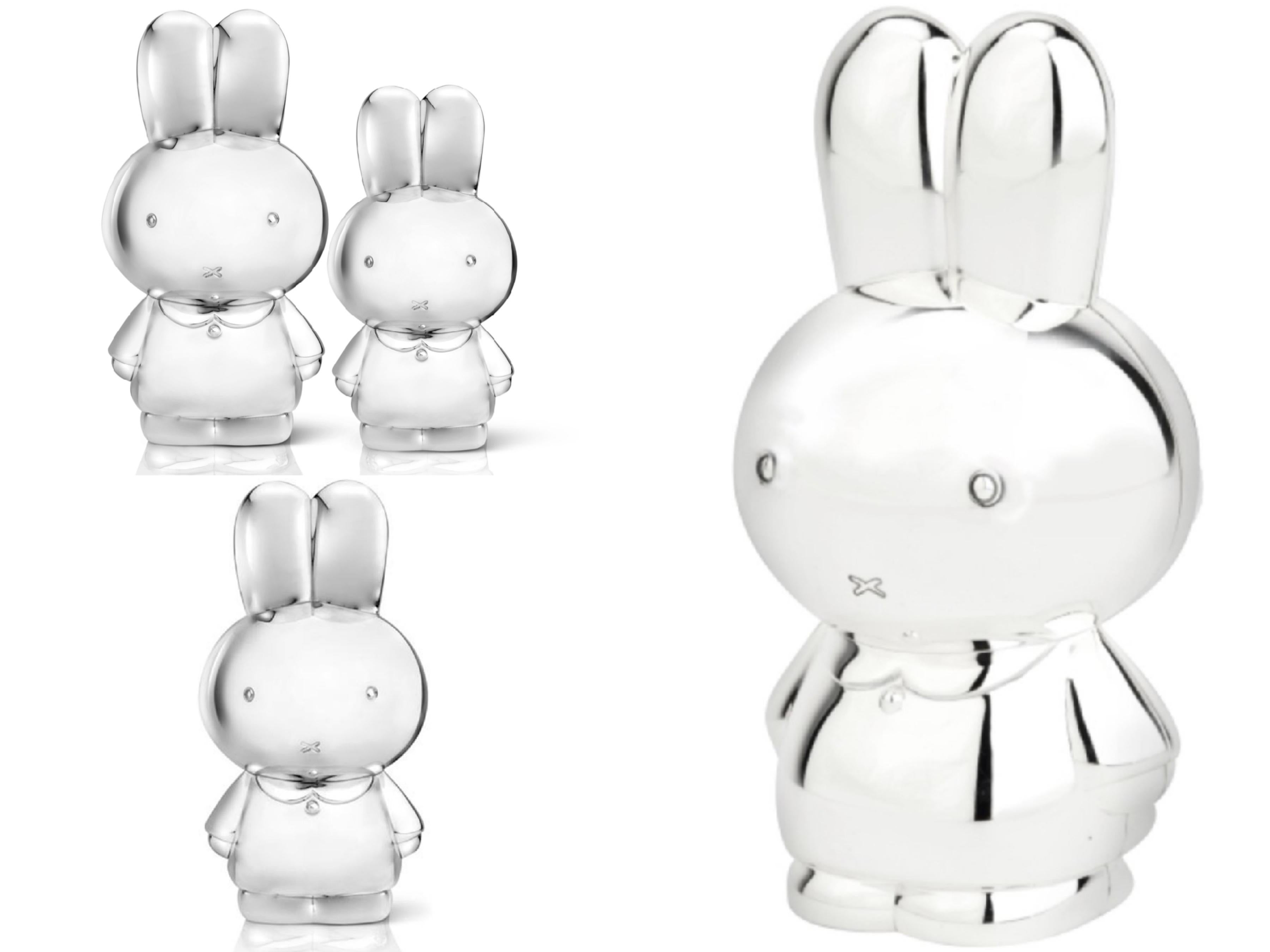 Mid-Century Modern Miffy Silver Plated Money Bank by Dutch Illustrator and Writer Dick Bruna, 1955