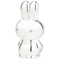 Vintage Miffy Silver Plated Money Bank by Dutch Illustrator and Writer Dick Bruna, 1955