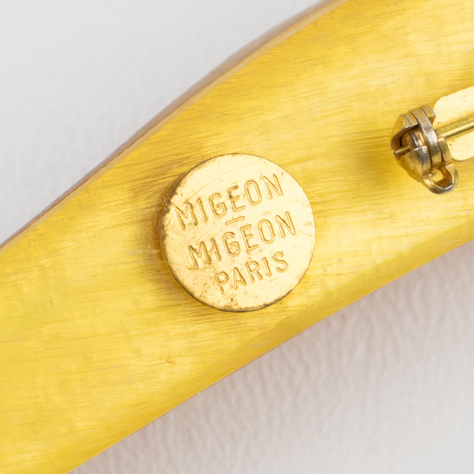 Women's or Men's Migeon and Migeon Extra-Long Resin Pin Brooch For Sale