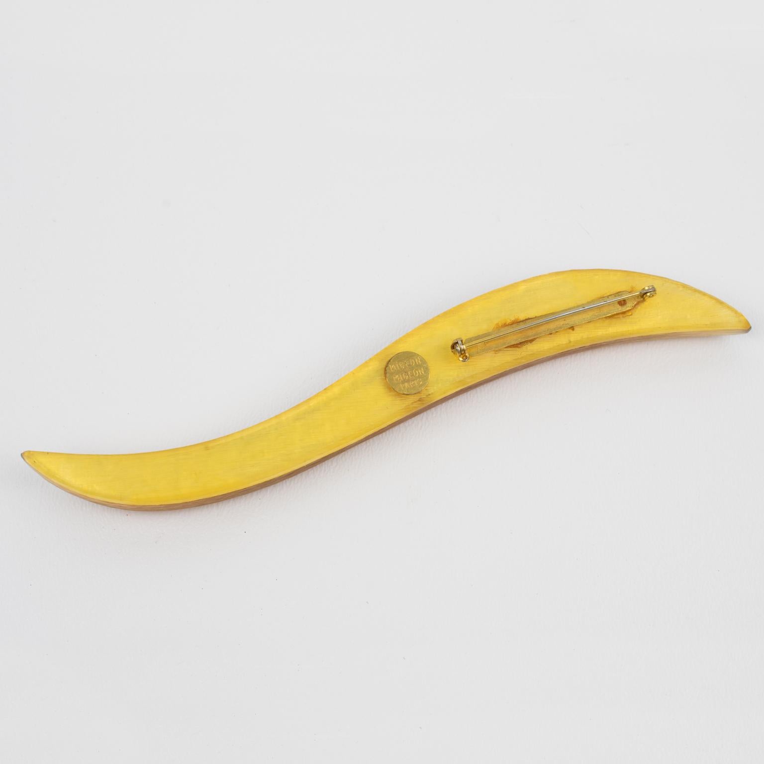 Migeon and Migeon Extra-Long Resin Pin Brooch For Sale 1