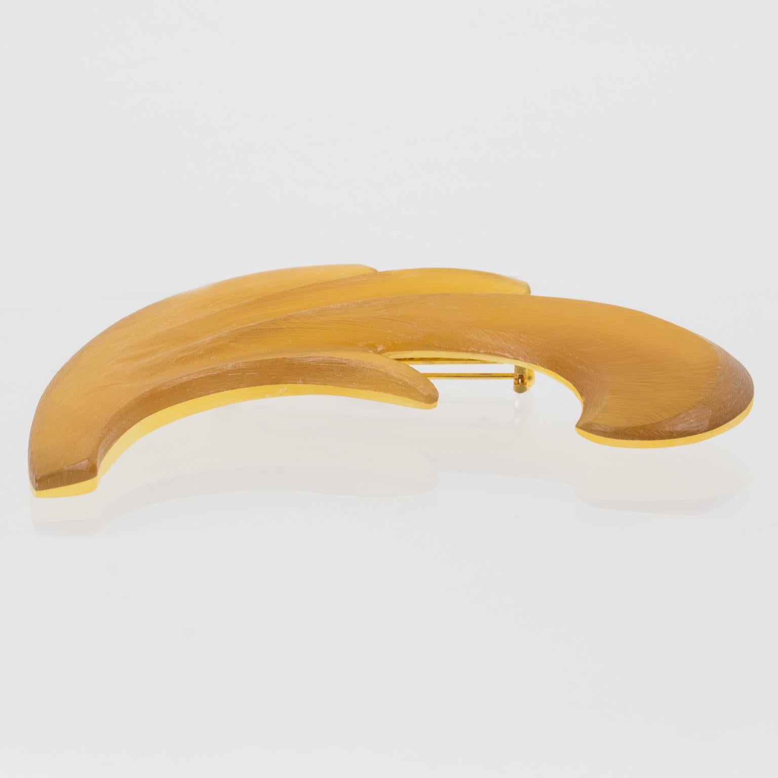 Migeon and Migeon Paris Modernistische Anstecknadelbrosche aus gelbem Marigoldharz im Angebot 4