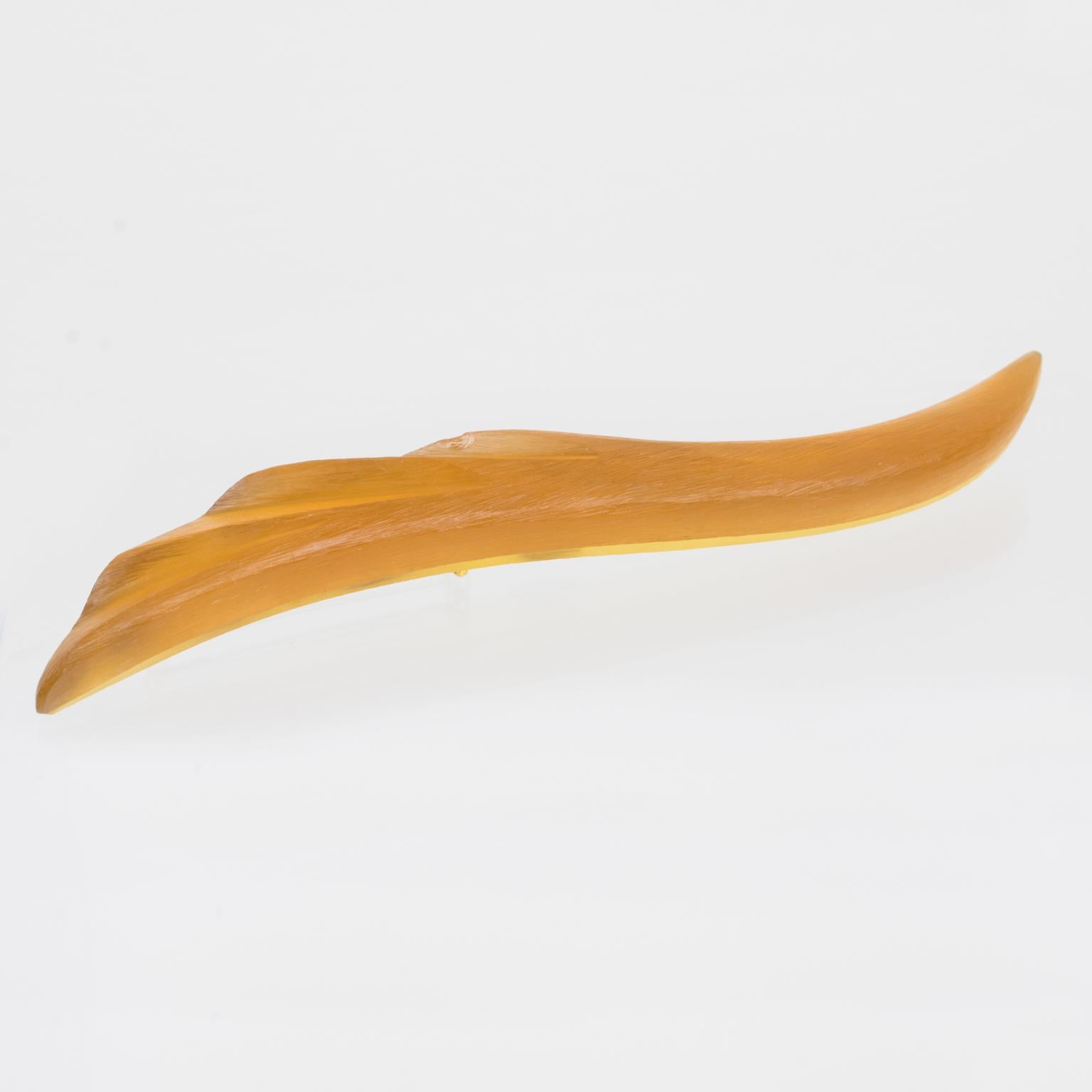 Migeon and Migeon Paris Oversized Orange Resin Pin Brooch For Sale 2
