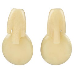 Migeon and Migeon Paris Yellow Pearlized Resin Dangle Clip Earrings