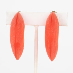 Migeon et Migeon Boucles d'oreilles à pince en plexiglas orange sculpté