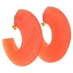 Migeon et Migeon Boucles d'oreilles à pince en plexiglas orange sculpté
