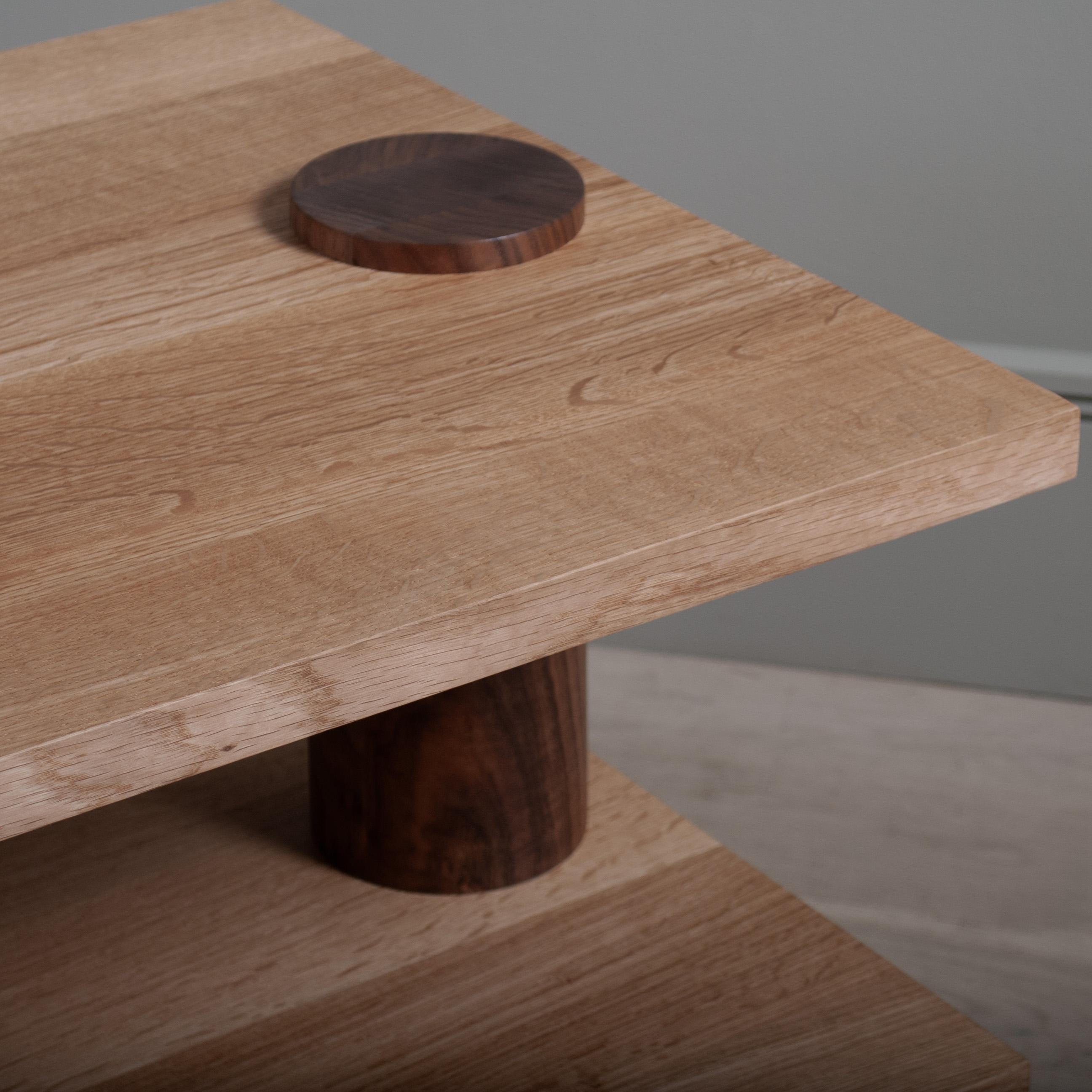 English Mighty Architectural Oak & Walnut Sofa Table For Sale