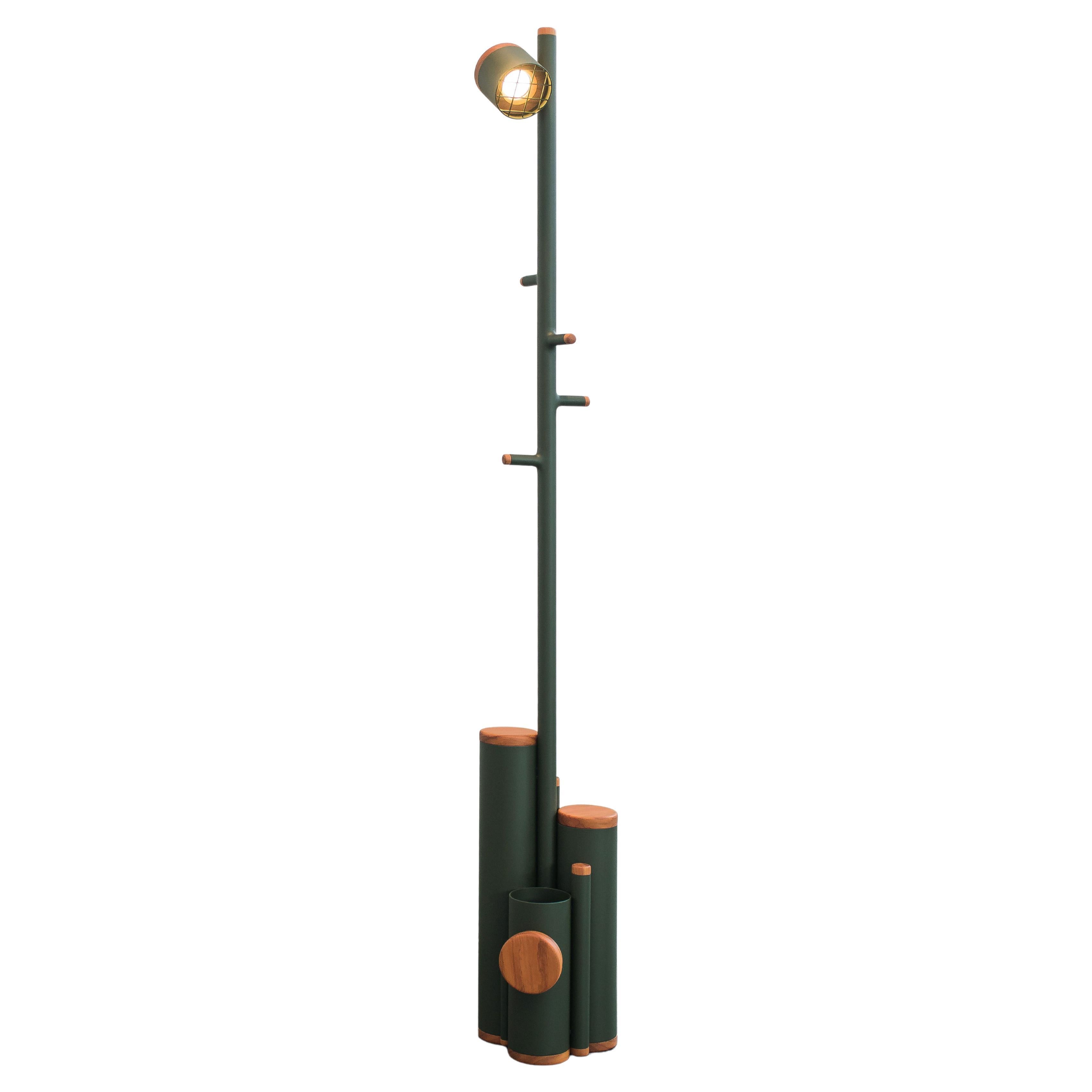 Miglia - Contemporary Handmade Industrial Floor Lamp and Coat Rack