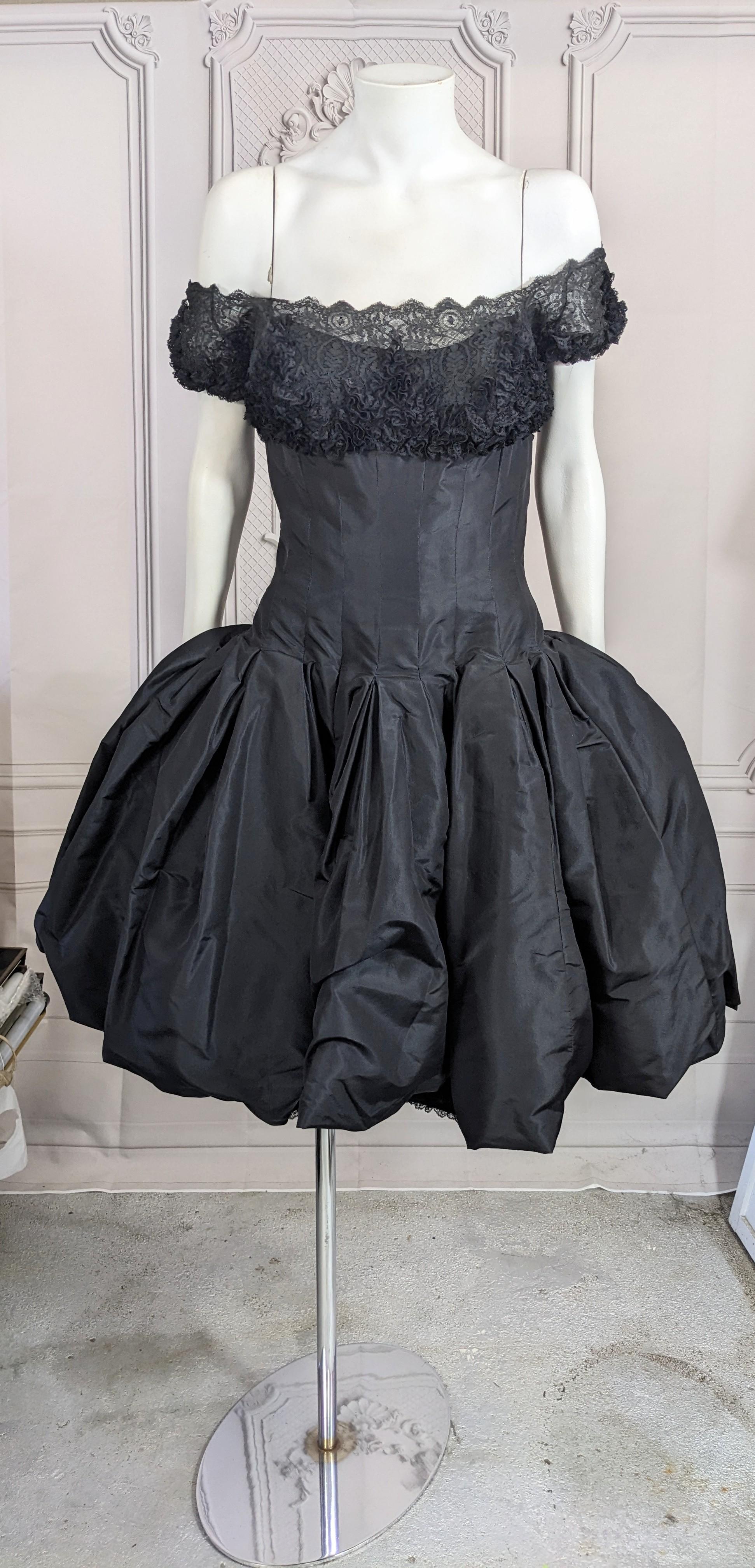 Women's Mignon 1950's Silk Taffeta and Lace Cocktail Dress For Sale