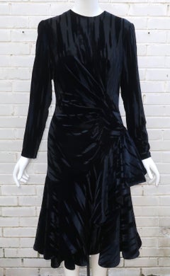 MIGNON Black Burnout Velvet Cocktail Dress, 1980's