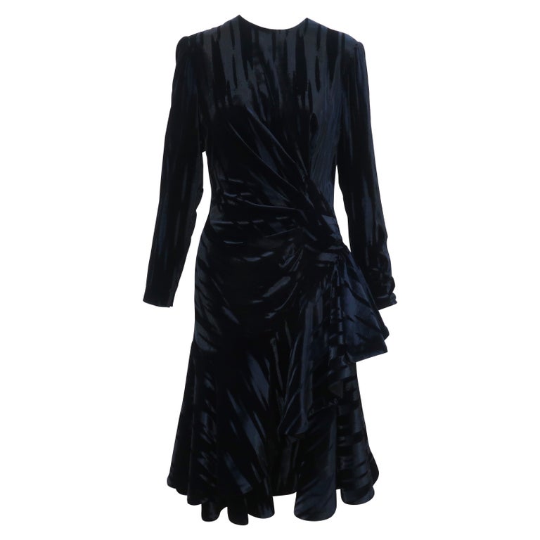 Mignon Black Burnout Velvet Cocktail Dress, 1980's Mignon Black Burnout Velvet Cocktail Dress, 1980's