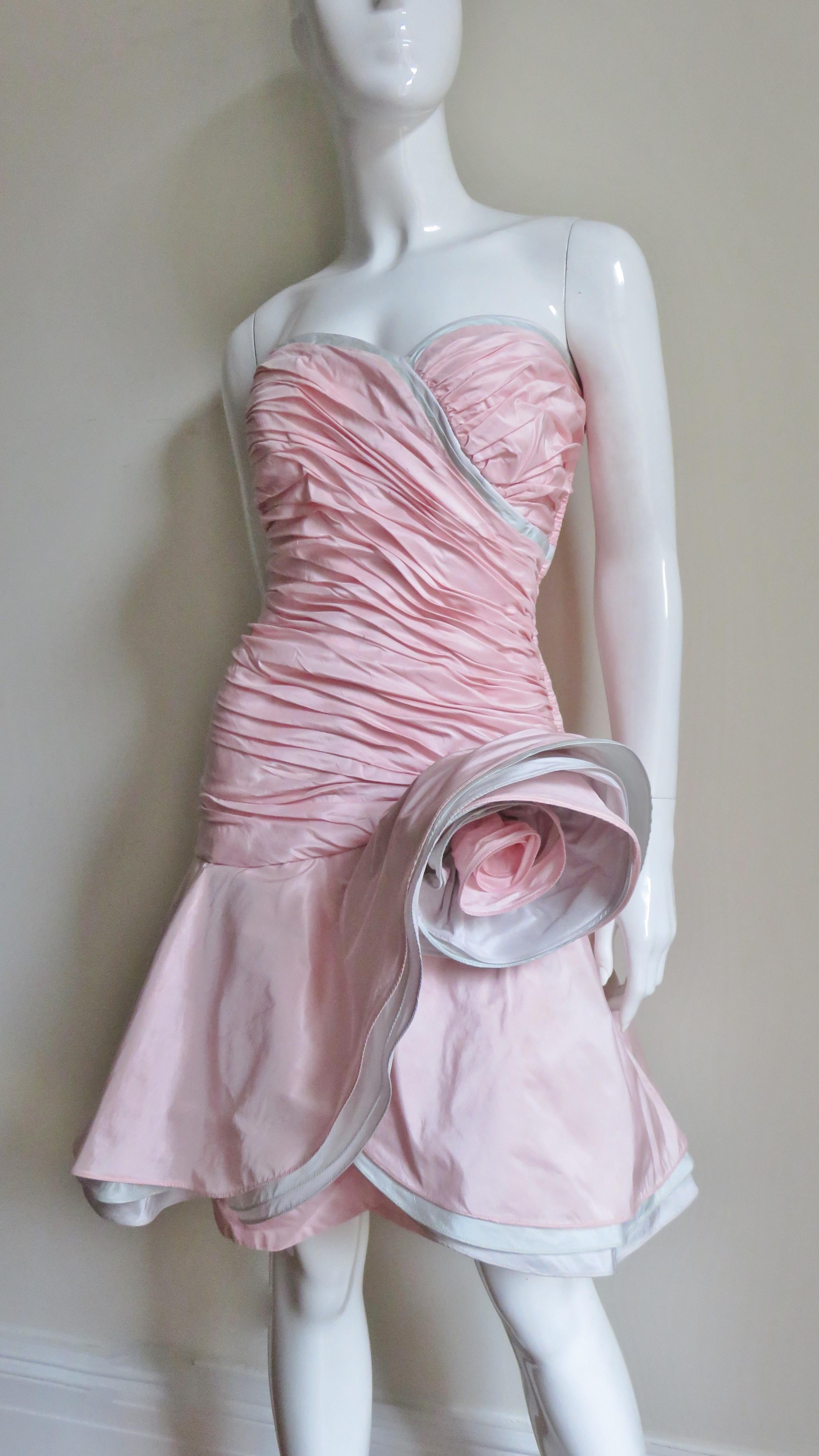 Women's Mignon Strapless Bustier Dress with Large Flower For Sale