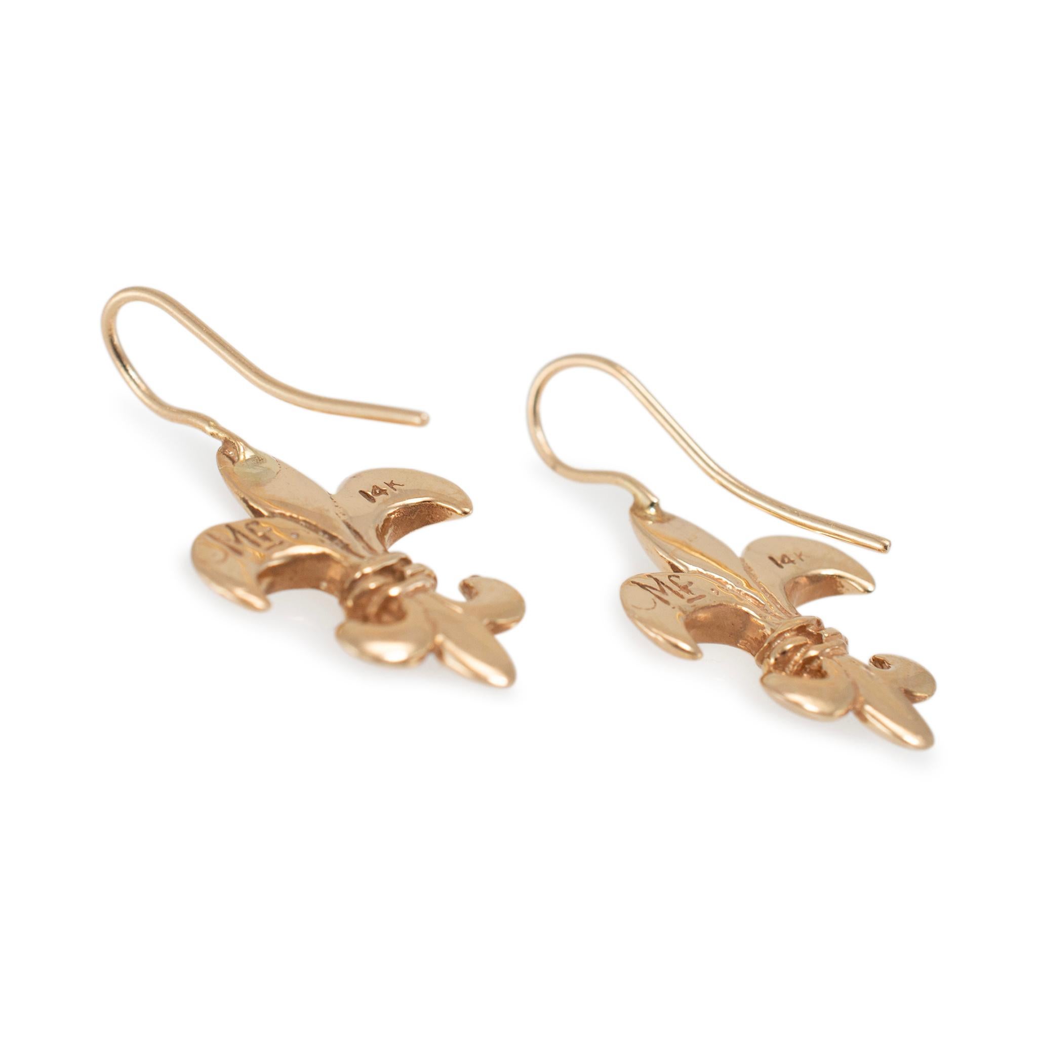 Mignon Faget 14K Gelbgold Fleur de Lis Tropfenohrringe Damen