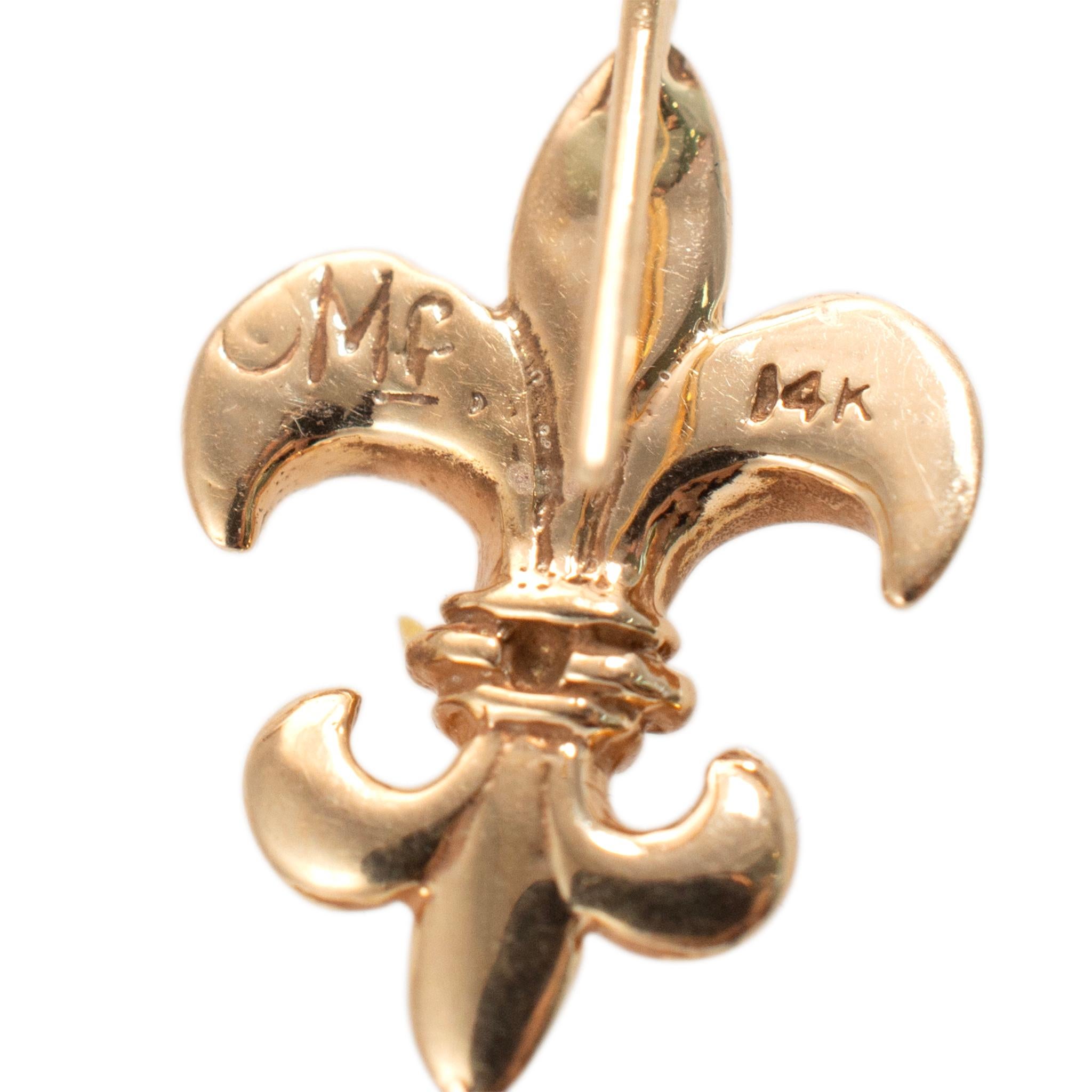 Mignon Faget 14K Gelbgold Fleur de Lis Tropfenohrringe 1