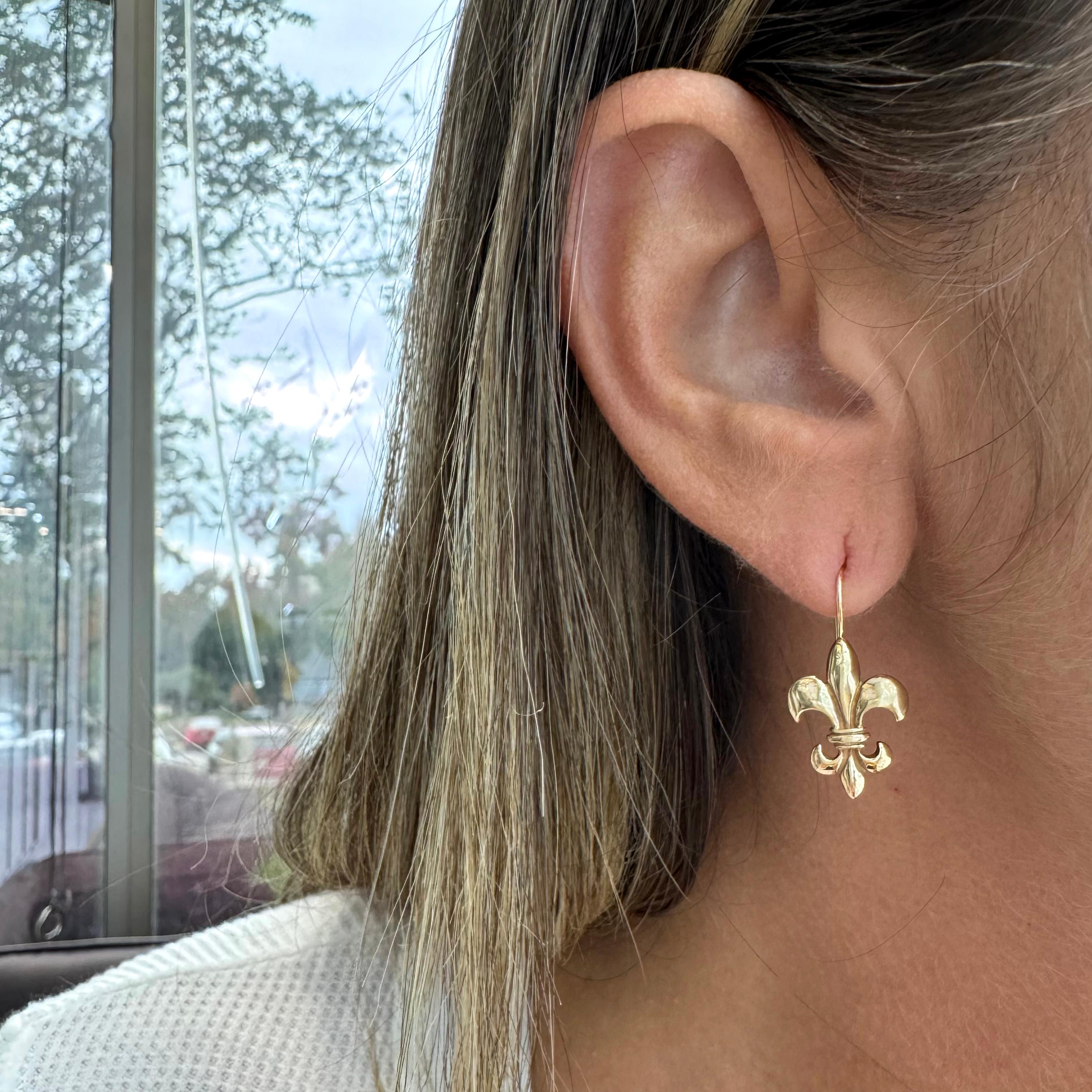 Mignon Faget 14K Gelbgold Fleur de Lis Tropfenohrringe 2