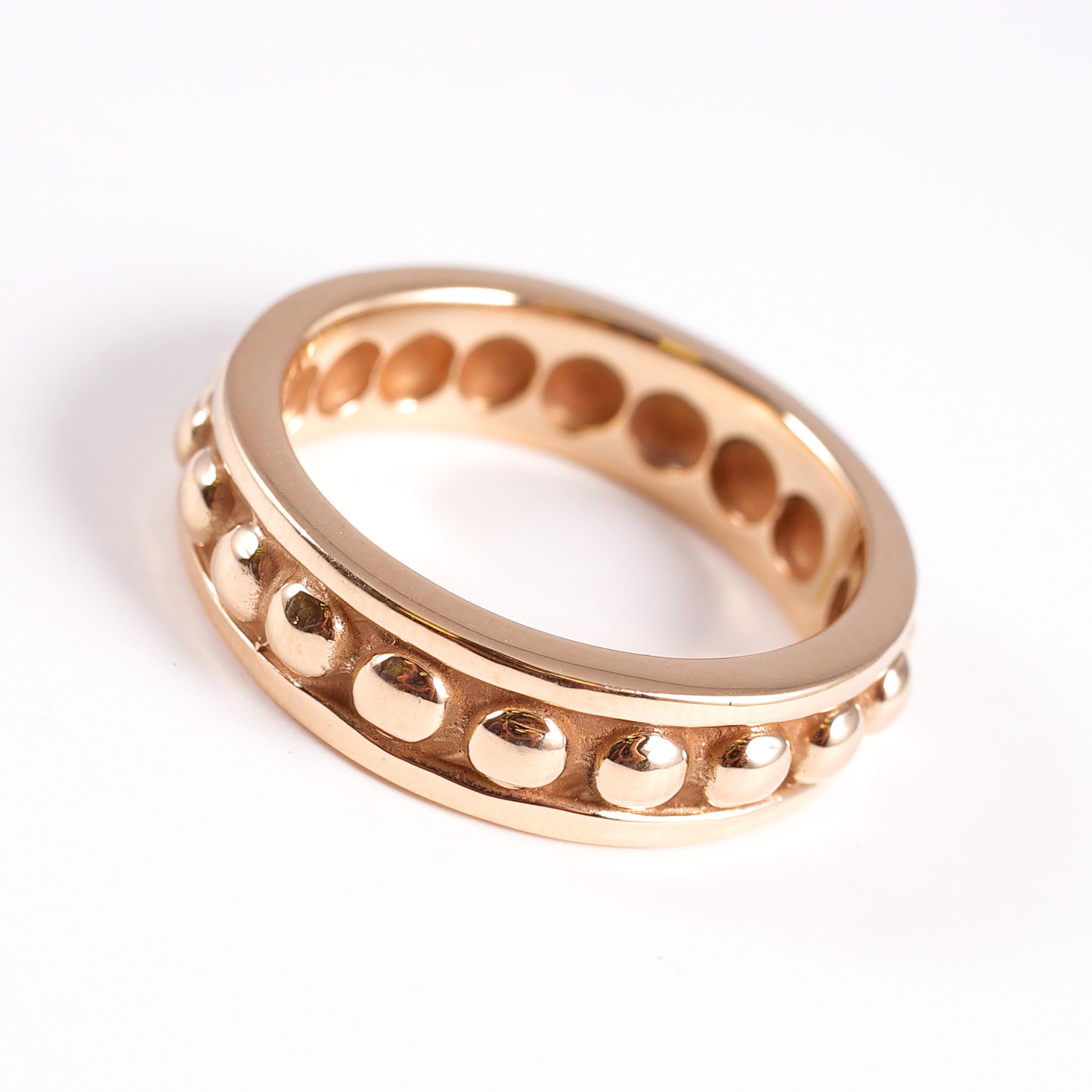 Stylish band from Mignon Faget with bead detail in 14 karat gold.  Size 11.