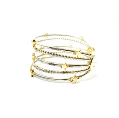 Mignon Faget Sterling Silver 14 Karat Yellow Gold Crescent Star Cuff Bracelet